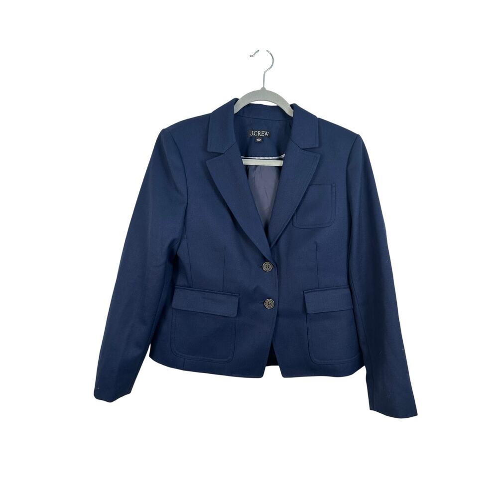 J.Crew Blazer Jacket Women 6 Navy Blue‎ Excellent Italian Wool Ora Tessili
